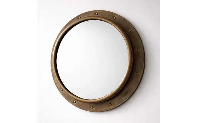Industrial Brass Round Porthole Wall Mirror Nautical Style 61cm