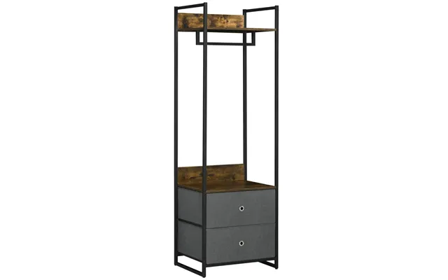 Industrial Clothes Rail Garment Rack With 2 Fabric Drawers Rustic Brown product image