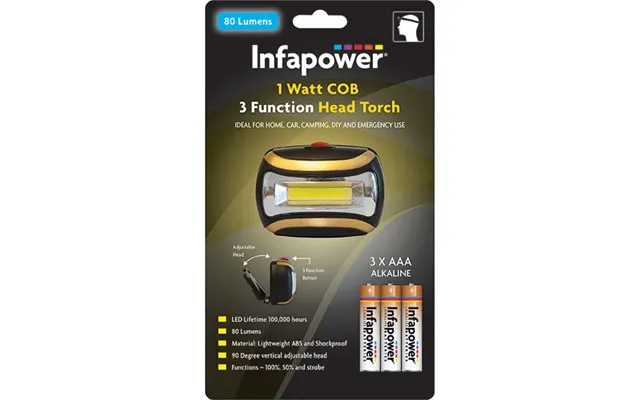 Infapower 1w Cob 3 Function Led Head Torch