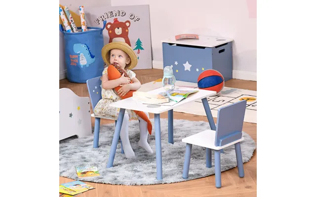 Kids Table & Chairs Dining Set Safe Corners Wood Legs Homcom