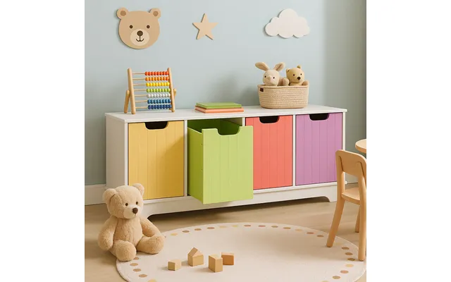 Kids White 4 Coloured Boxes Storage Unit Isla