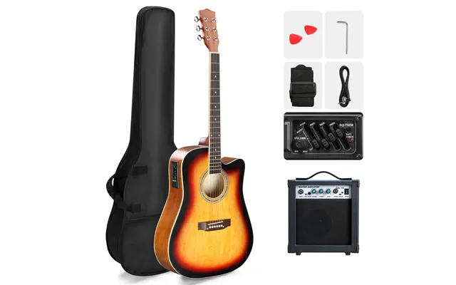 Kma101 41in Basswood Panel Matte Edging Folk Guitar With 10w Amplifier Bag Tuner And Other Accessories Sunset