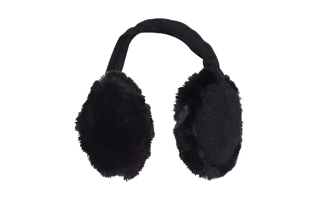 Ladies Winter Knitted Cold Weather Faux Fur Ear Muffs - One Size Black