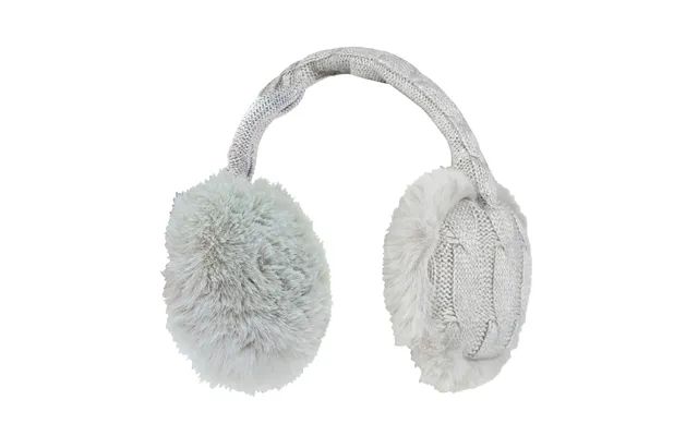 Ladies Winter Knitted Cold Weather Faux Fur Ear Muffs - One Size Light Grey
