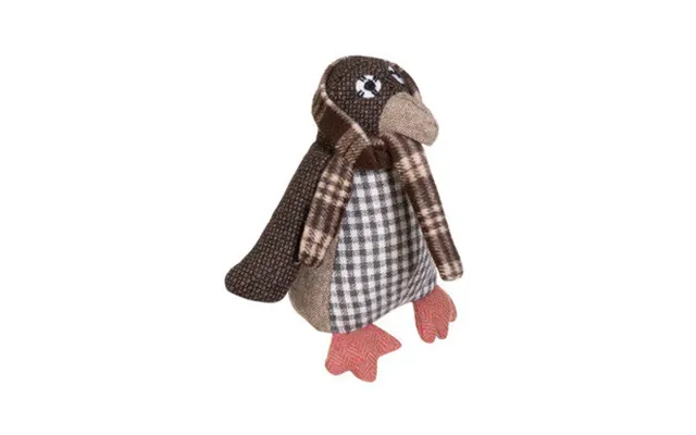 Large Brown Check Penguin Door Stop Bute