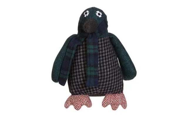 Large Green Check Penguin Door Stop Bute