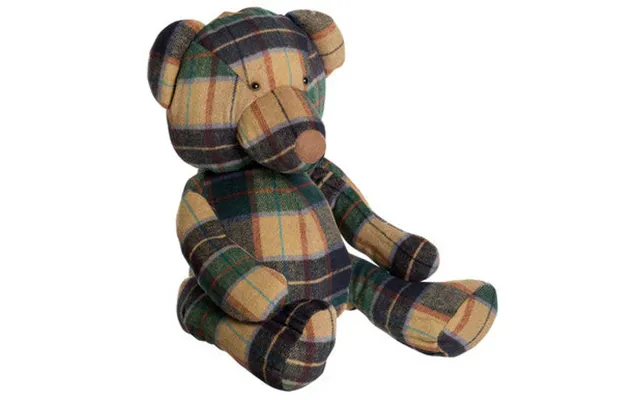 Large Green Check Tartan Bear Door Stop Bute