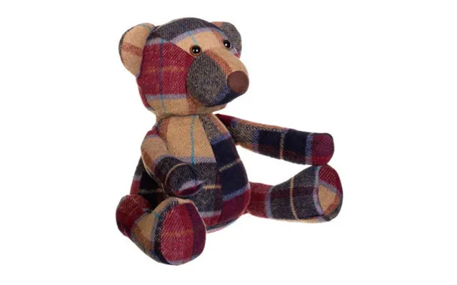 Large Maroon Check Tartan Bear Door Stop Bute