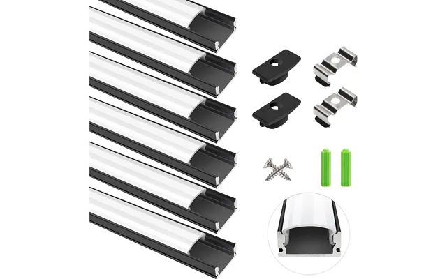 Led Aluminum Profile Channel U Shape 1m Black Diffuser 6 Pack Lightingwill