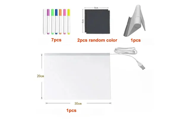 Led Note Board With Night Light & 7 Pens - Kids Drawing & Message Board Small Stand