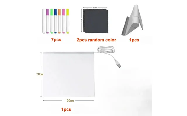 Led Note Board With Night Light & 7 Pens - Kids Drawing & Message Board Small Stand