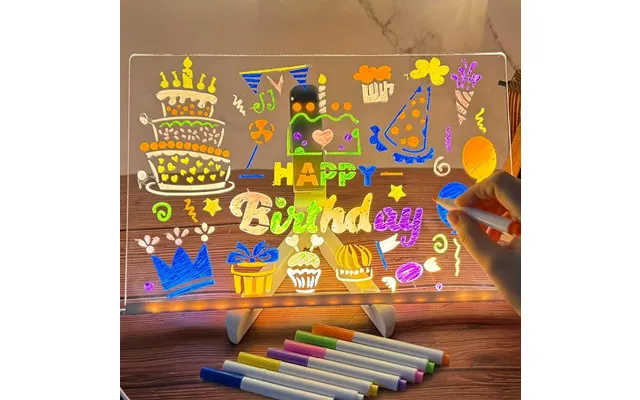 Led Note Board With Night Light & 7 Pens - Kids Drawing & Message Board