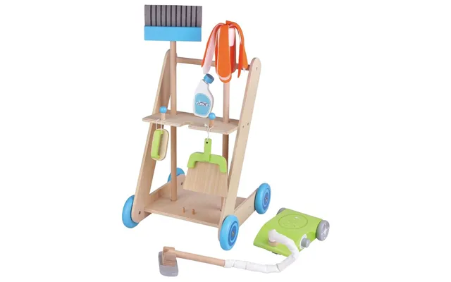 Lelin Toy Cleaning - Kid-sized Cleaning Set With Trolley, Broom, Mop, Cleaning Agents, And Vacuum