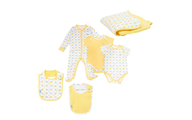 Little Ducks Baby 6 Piece Set - 6-9 Months White Mix Little Ducks Luxury Babygrow And 2 Piece Vest Gift Set In Organic C