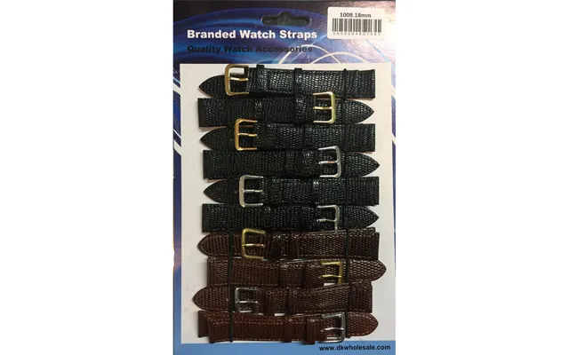 Lizard Grain Leather Black And Brown Watch Straps Pk10 Size 22mm 1009