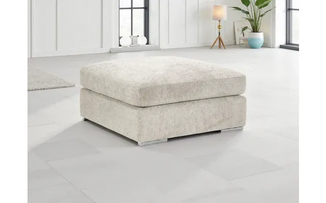 Luxury Naples Footstool Soft Chenille Upholstery With Removable Covers - Beige