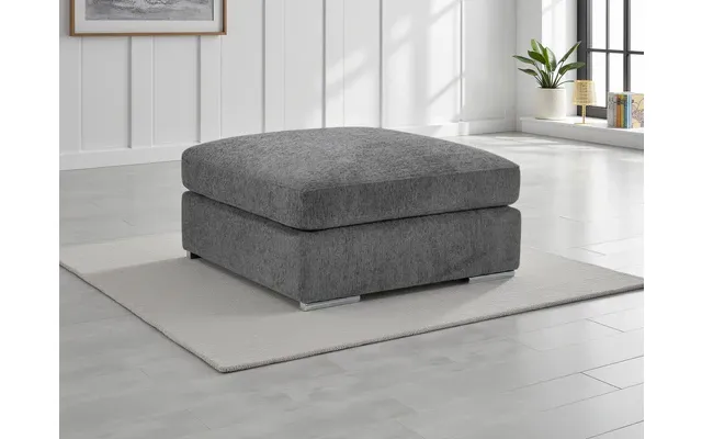 Luxury Naples Footstool Soft Chenille Upholstery With Removable Covers - Grey