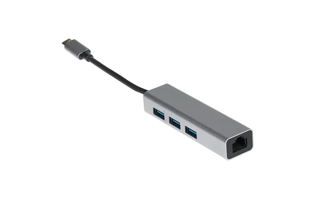 Maplin Usb-c Multiport Hub To 3x Usb-a 3.0 Gigabit Rj45 - Silver