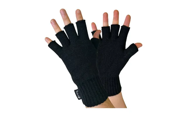 Mens Black 3m Thinsulate Insulation Lined Fingerless Gloves - L Xl Black