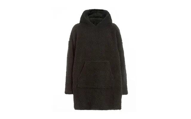 Mens Borg Fleece Hoodie Oversized Sherpa Wearable Hooded Blanket - One Size Black