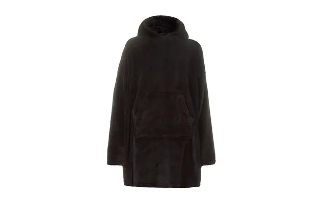 Mens Borg Fleece Oversized Hoodie Cozy Wearable Blanket With Long Sleeves - One Size Black