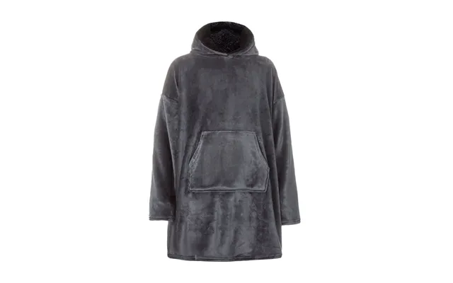 Mens Borg Fleece Oversized Hoodie Cozy Wearable Blanket With Long Sleeves - One Size Charcoal