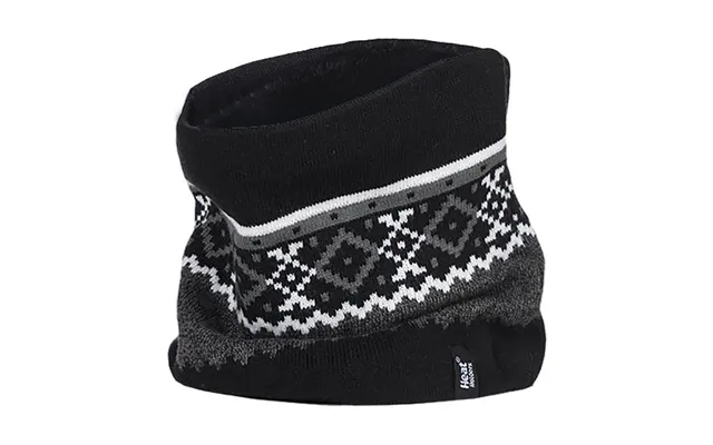 Mens Fairisle Fleece Lined Thermal Neck Warmer - One Size Black