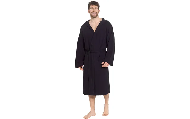 Men’s Hooded Waffle Cotton Bathrobe Black Super Absorbent Spa Robe Luxury Dressing Gown For Home & Loungewear By Sock St