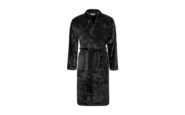 Mens Soft Fleece Warm Bathrobe Dressing Gown For Winter - L Xl Black
