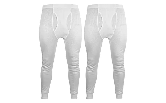 Mens Thermal Super Soft & Warm Long Johns Bottoms - White 2 Pack