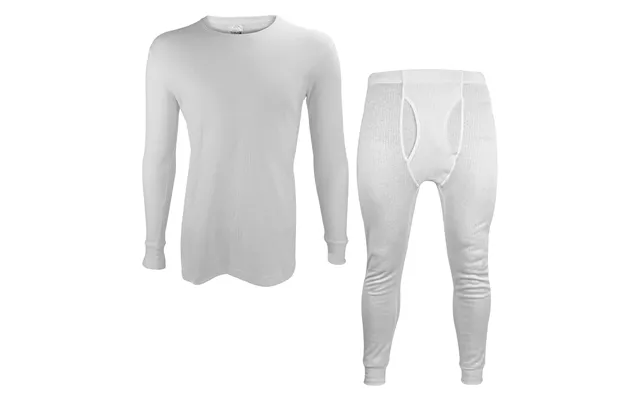 Mens Thermal Underwear Set Fleece Lined Top & Long Johns Set - White
