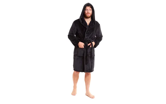 Men's Ultra-soft Hooded Flannel Fleece Bathrobe Warm Plush Dressing Gown For Home Spa Gym Hotel By Daisy Dreamer - Xx La
