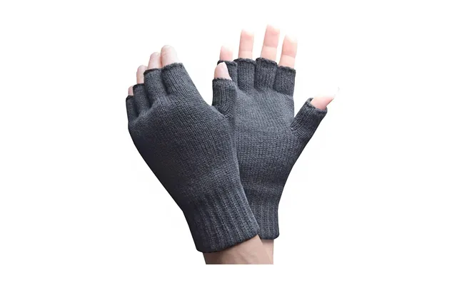 Mens Warm 3.2 Tog Fleece Lined Winter Thermal Fingerless Gloves - One Size Grey