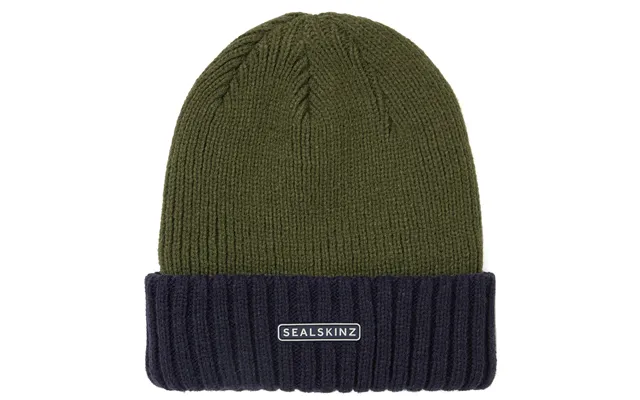 Mens Waterproof Cold Weather Roll Cuff Beanie Hat - L-xl Olive