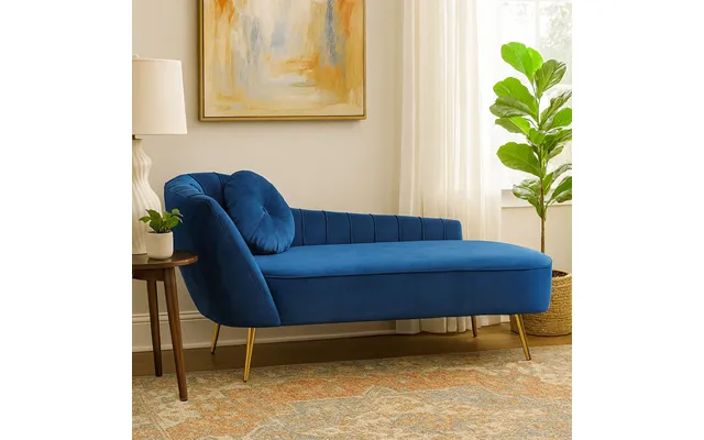 Midnight Blue Velvet Left Arm Chaise Longue Felizia