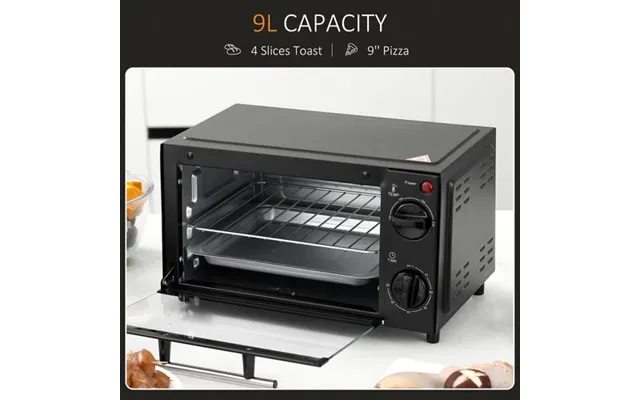 Mini Oven 9l Countertop Electric Grill Toaster Pizza 750w Timer Adjustable Black product image