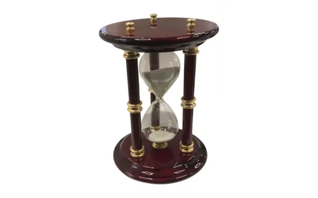 Miniature Clock 15cm Solid Matt Brown Wooden Gold Plated Large Hourglass Sand Timer Imp807