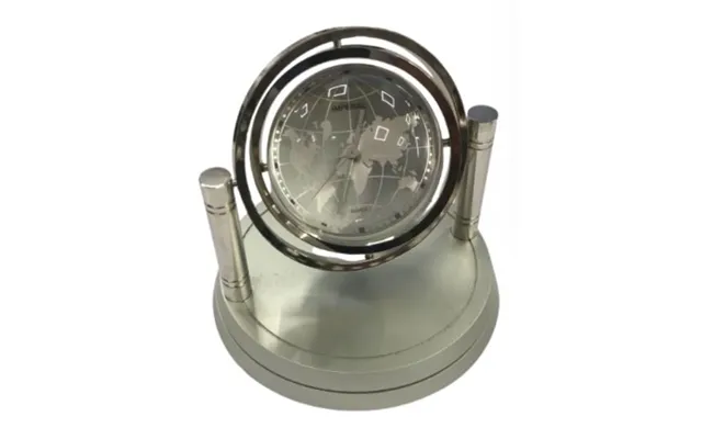 Miniature Clock Globe With Display Photo Or Logo Silvertone Plated Solid Brass Imp422-al - Clearance Needs Re-battery