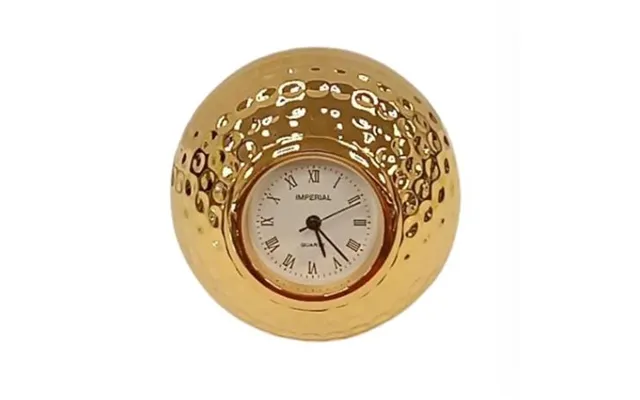 Miniature Clock Goldtone Plated Metal Golf Ball Solid Brass Imp75g- Clearance Needs Re-battery
