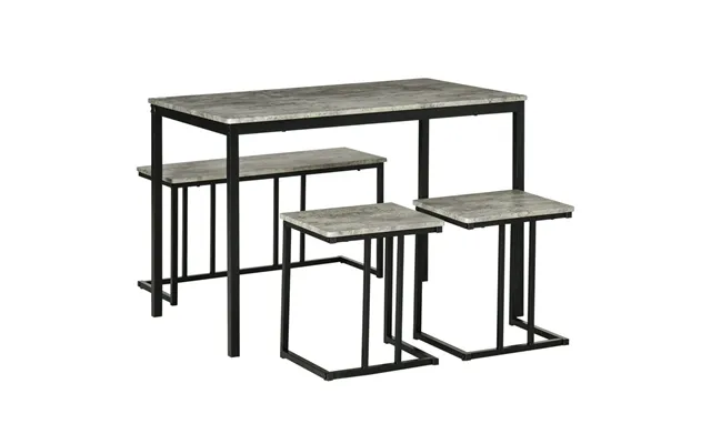 Minimalistic 4-person Dining Set - Concrete Grey