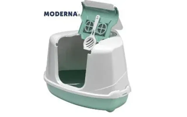 Moderna Corner Hooded Flip Loo Litter Tray - Soft Green