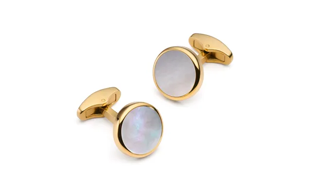 Mother Of Pearl Round Cufflinks In Gold