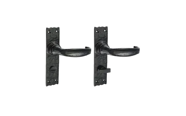 Narrow Style Thumb Turn Bathroom Lock Door Handle Antique Black Iron - 155 × 37