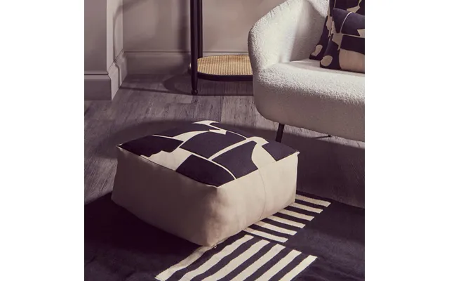 Natural And Black Square Floor Cushion Bosie Ozella