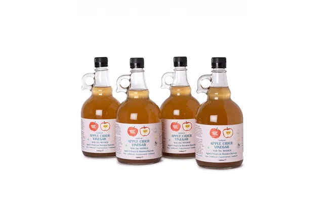 Natural Apple Cider Vinegar 4 X 1l With Mother Raw Unpsteurised Unfiltered Gmo Free