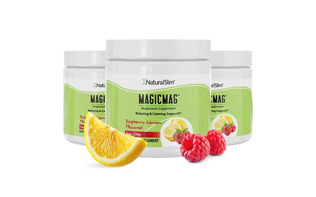 Naturalslim Magicmag Pure Magnesium Citrate Powder Raspberry Lemon Drink Mix 8oz - 3 Pack product image