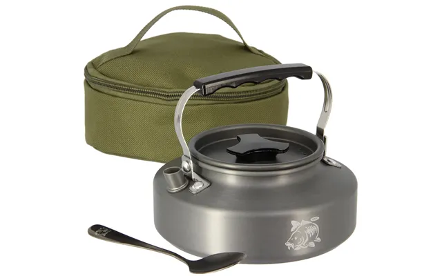 Ngt Aluminium Outdoor Kettle Set - 0.80 Litre Gun Metal Kettle With Teaspoon And 600d Case