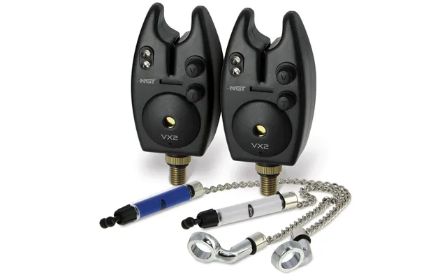 Ngt Carp Fishing Black Vx2 Twin Bite Alarm And Indicator Set With Batteries