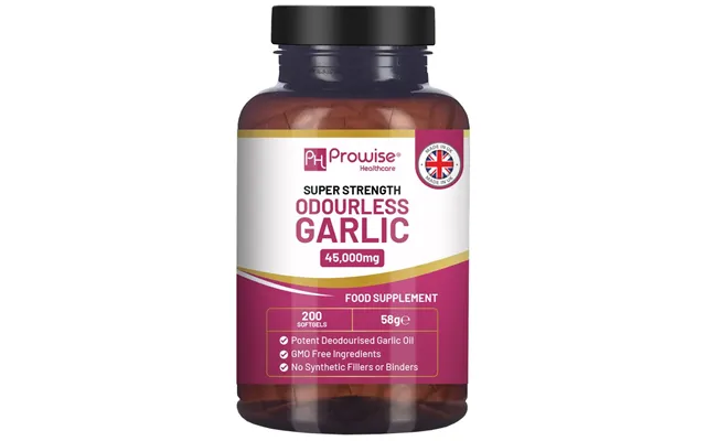 Odourless Garlic Capsules 45,000mg Per Softgel 200 Softgels Not Tablets Super High Strength Cold Pressed And Deodourised product image