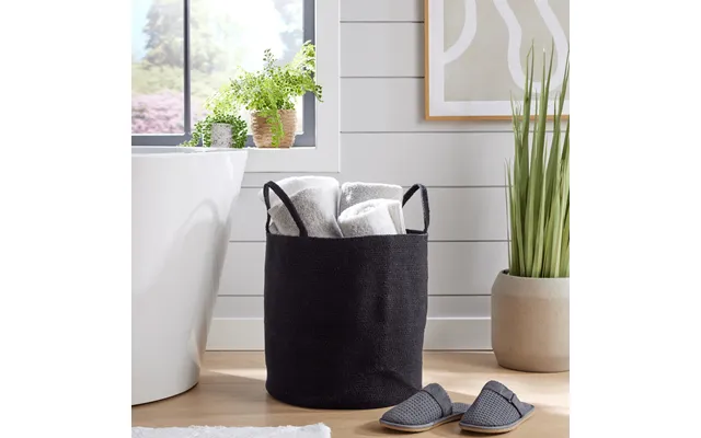 Olivia Rocco Large Woven Cotton Laundry Basket With Handles Durable Rope Storage Bin - Black